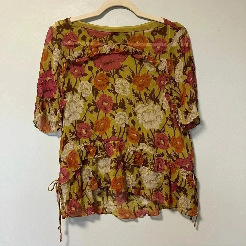 Massimo Dutti  mulberry silk floral blouse
